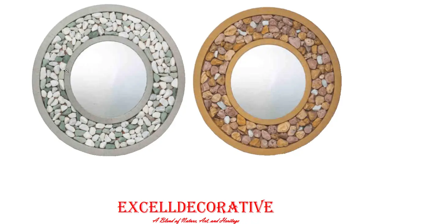Rock mirror-M5-10408-KY       1-Material :Wood ,Stone, Mirror  2- Dimension CM:43X43